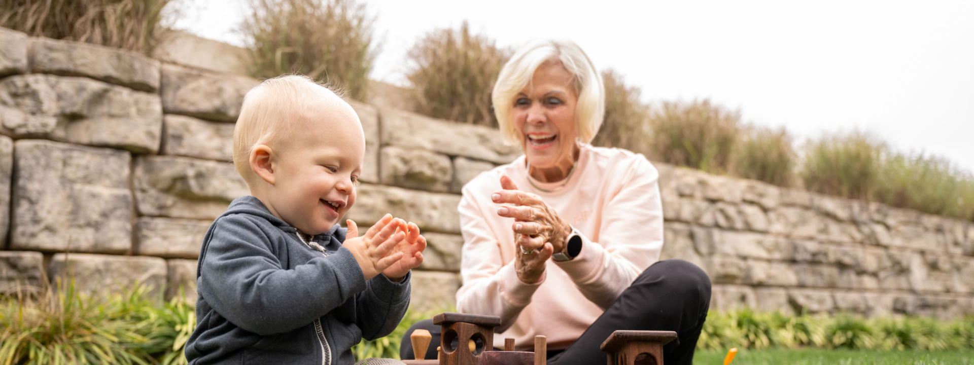 Retired Grandma playing with grandson at Woodcrest Villas in Lancaster, Pennsylvania
