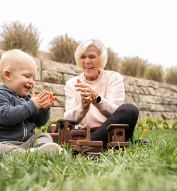 Retired Grandma playing with grandson at Woodcrest Villas in Lancaster, Pennsylvania