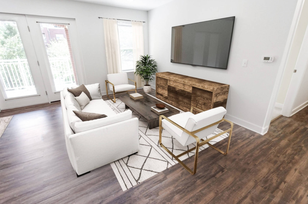 Living room for seniors downsizing to an apartment