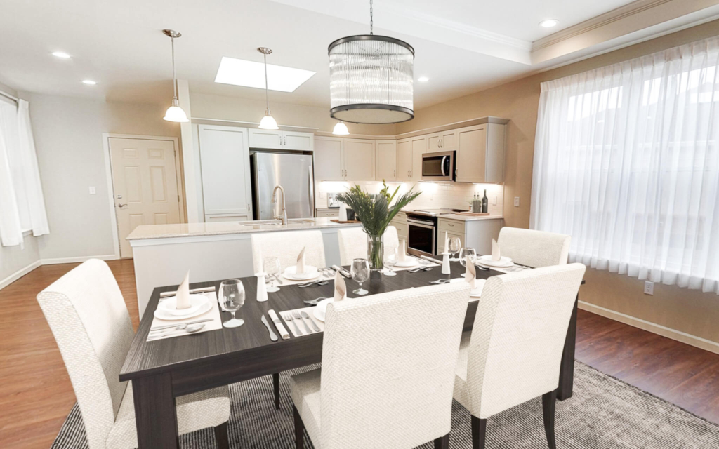 Dining room and kitchen of a villa in an independent living facility in Lancaster PA